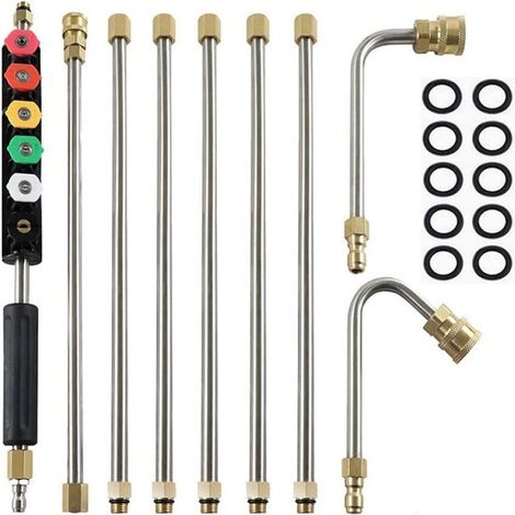 Barre D Extension Pour Nettoyeur Haute Pression - 4000 PSI - Compatible Lance Télescopique - Pour Lavage Toiture Et Fenêtres - 6 Barres Droites 38 Cm (1/5)
