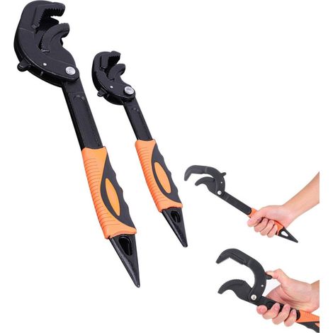 Trade Shop - SET MIT 2 PROFESSIONELLEN, MULTIFUNKTIONALEN, VERSTELLBAREN LEVOCE-ROHRSCHLÜSSELN 260 mm 380 mm - (1/5)