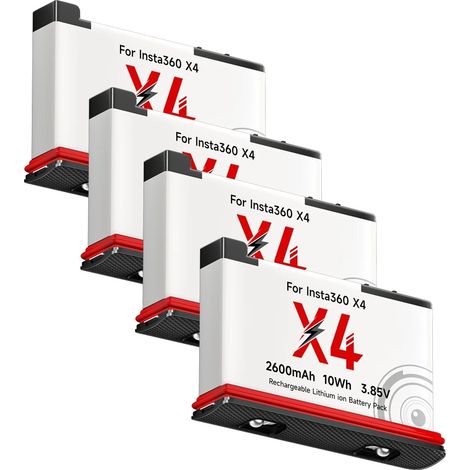 Batería Insta360 X4, capacidad de 2600 mAh, cargador rápido de 3 ranuras (1/2)