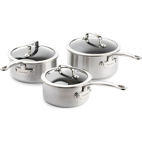 GreenPan Premiere Stielkasse- rollenset, 3-tlg. Edelstahl