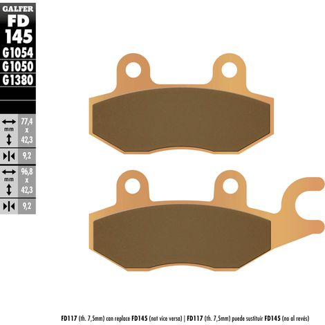 PASTILLAS DE FRENO GALFER KH197 DE METAL SINTERIZADO (DORADO) PARA SCOOTER