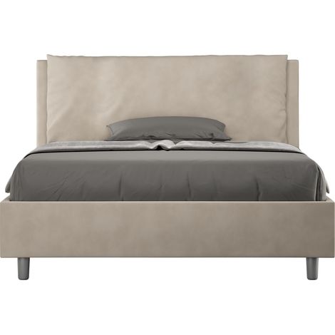 Letto Matrimoniale Francese 140x200 cm Senza Rete Imbottito in Microfibra Antea Large Sabbia (1/5)