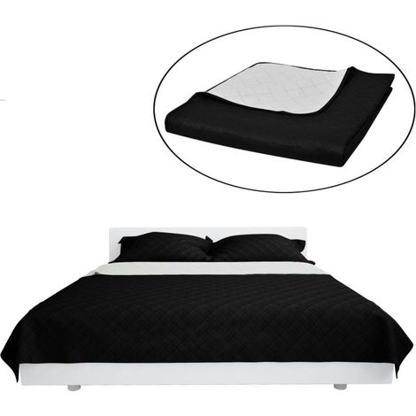 vidaXL Copriletto Reversibile Nero/Bianco 220 x 240 cm