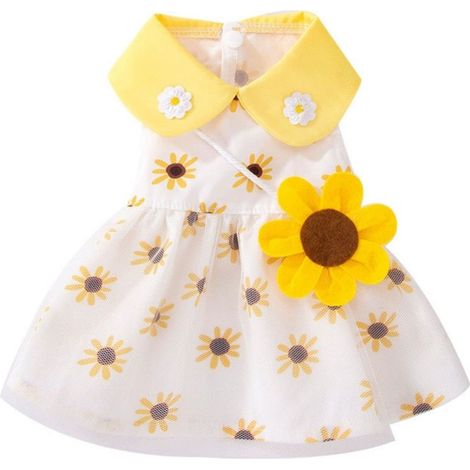 Robe pour chien BIECWIAY, douce et respirante, élégante robe de princesse tournesol en dentelle florale pour petits chiens (1/5)