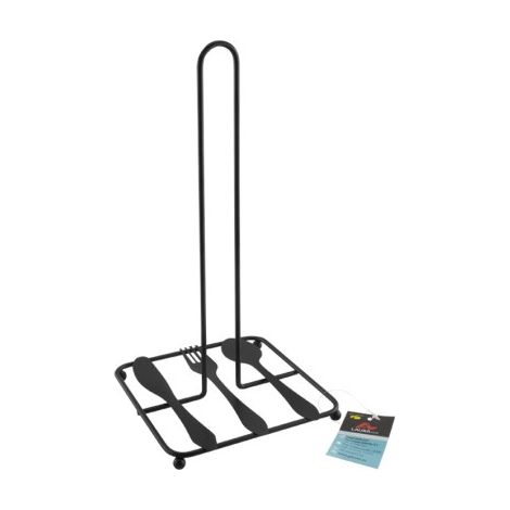Schwarzer Toilettenpapierhalter aus Metall, 15 x 15 x 29 cm (1/3)