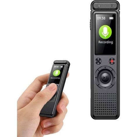 Enregistreur Vocal, Mémoire de 64 Go, Déverrouillage par Mot de Passe, avec Lecteur MP3, Enregistreur Vocal par USB, pour Réunions et Entretiens Dictaphone, Enregistreur Vocal Espion