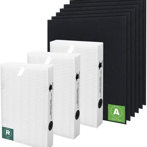 Filtre de remplacement compatible purificateur d’air Honeywell HPA300 HPA200 HPA100, filtre HEPA HRF‑R3 série R, lot de 3 filtres HEPA + 6 pré‑filtres au charbon (1/4)