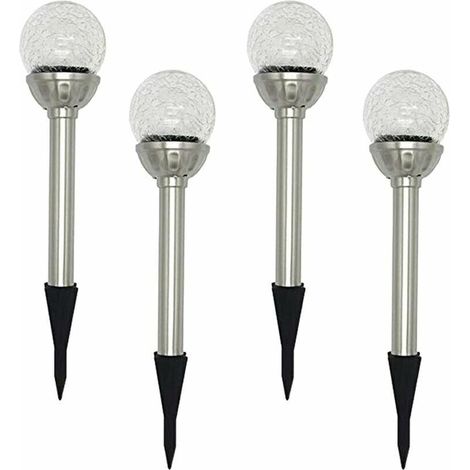 Lampes solaires de jardin d'extérieur, lot de 4 lampes solaires RVB 8 LED, lampe boule en verre craquelé à changement de couleur, autonomie de 6 à 10 heures. (1/4)