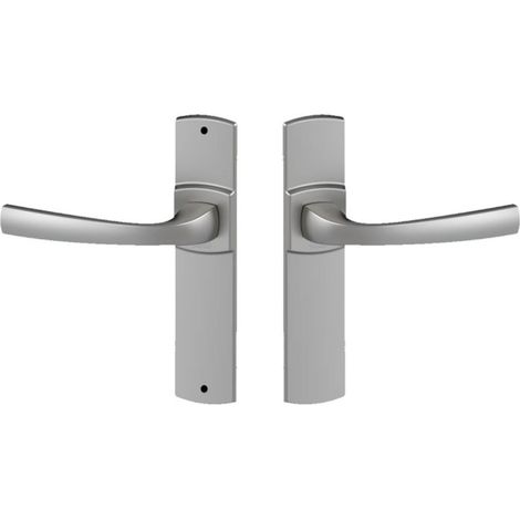 Set de Poignée de Porte sur Petite Plaque - Version Bec de Cane Porte Cuisine/Salon - Entraxe 165 mm - Système de Pose Facile - Zamak Résistant - Finition Chrome Velours (1/5)