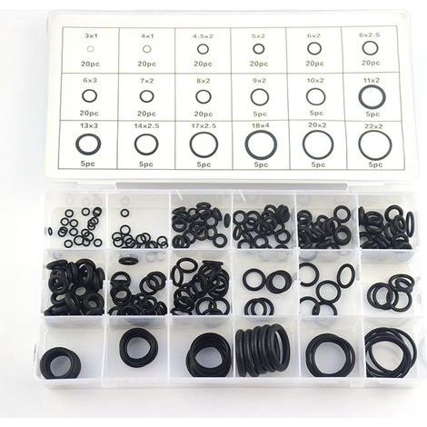 225 Pcs Rubber O-Ring, Nitrile Sealing Gasket 3-22mm, 18 Sizes Rubber Sealing Rings, O-Ring Assortment for Plumbing Maintenance and Repair (1/5)