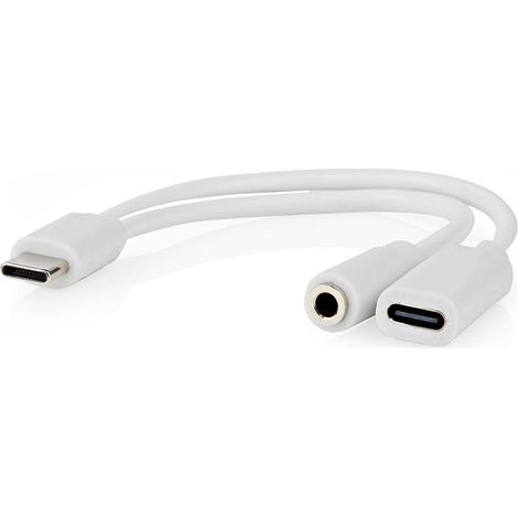 Adaptador USB-C™  USB 2.0  USB-C™ macho  USB-C™ hembra/hembra de 3,5 mm  0,10m  Redondo  Niquelado  PVC  Blanco  Caja