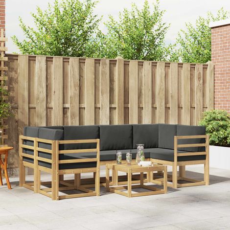 vidaXL Outdoor-Sofagarnitur mit Kissen 7 pcs Weiß und Anthrazit (1/5)