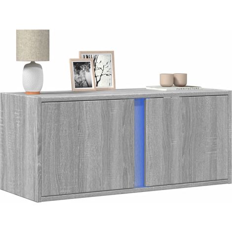 TV-Wandschrank mit LED-Beleuchtung Grau Sonoma 80x31x35 cm