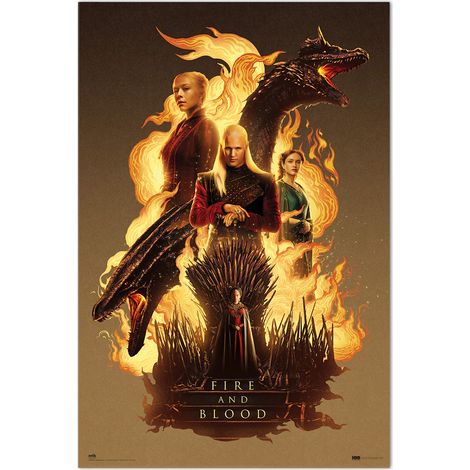 Grupo Erik Poster Juego Tronos Fire and Blood - Laminas decorativas Juego de Tronos 61x91,5cm a todo color  Posters para pared ideal decoración habitación, Juego de Tronos Merchandising oficial