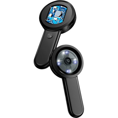 Loupe numérique portable, microscope numérique pour adultes et enfants, grossissement 100x, écran IPS 2 pouces, mise au point manuelle, photos 16 Mpx, batterie intégrée, éclairage LED.