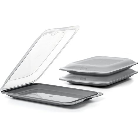 TATAY Set di 3 unità di Contenitori Alimentari per Salumi Fresh, Polypropylene, Anthracite Grey, 17 x 3,2 x 25,2 cm (1/4)