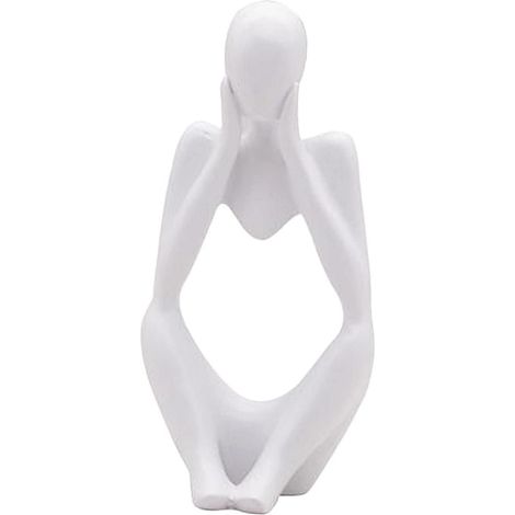 La Statue du penseur, Résine Penseur Sculpture Abstraite Statue Caractère Moderne Figurines Accueil Décor Bureau de Bureau Ornement d'anniversaire Cadeaux Blanc (1/5)