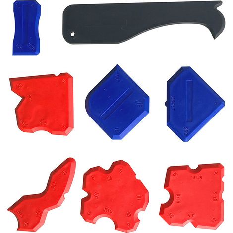 8 pièces Spatule à Joint Silicone, Grattoir à Mastic, Outil de Lissage et Décapage Manuel