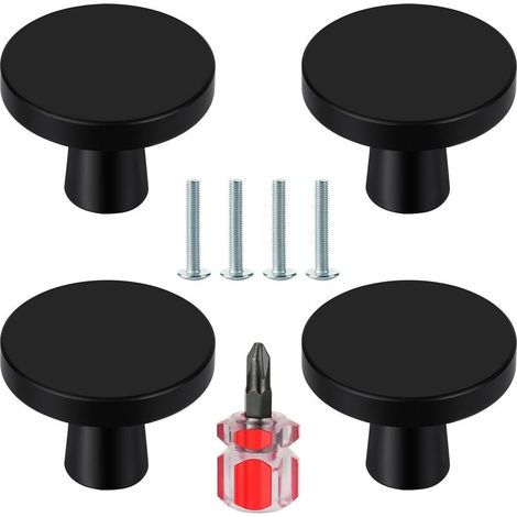 Set of 4 handles of furniture stains, buttons round for cabinets and drawers, door handles of kitchen for convenience, cabinet and other furniture, with screwdriver included (1/5)