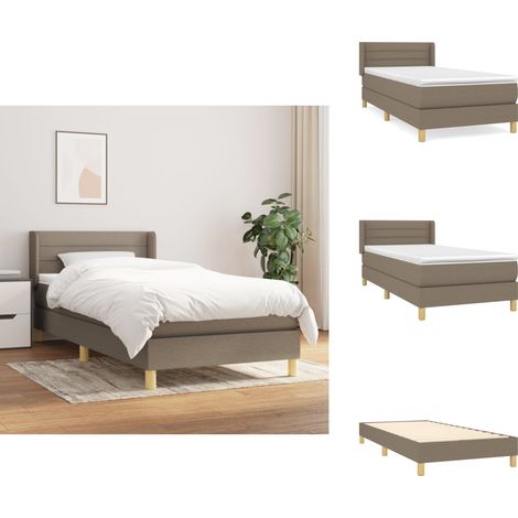 Boxspringbett mit Matratze Taupe 100x200 cm Stoff - Boxspringbett - Doppelbett - Bettenrahmen - Lattenrost - Matratze (1/5)