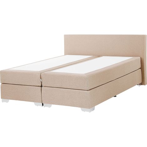 Lit Double Boxspring 160 x 200 cm en Tissu Beige Ressorts Ensachés Epais President (1/5)