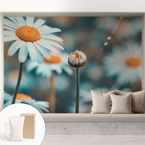 Tapete Dekorative Vliestapete mit Klebe für Wand - Mustertapete - moderne Einrichtung - für Büro Zarte Kamille 208x146 cm (1/5)