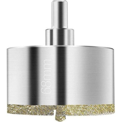 Scie cloche diamantée 68 mm avec revêtement de surface diamant, pour couper verre, carrelage, céramique, marbre, calcaire - Foret pilote central (1/5)