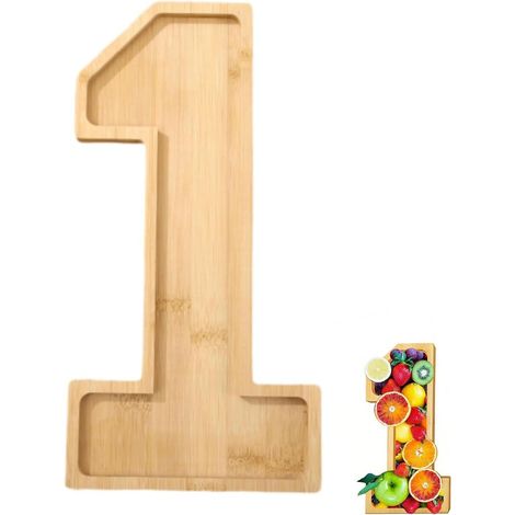 Plateau en bois en forme de chiffre 30x20 cm