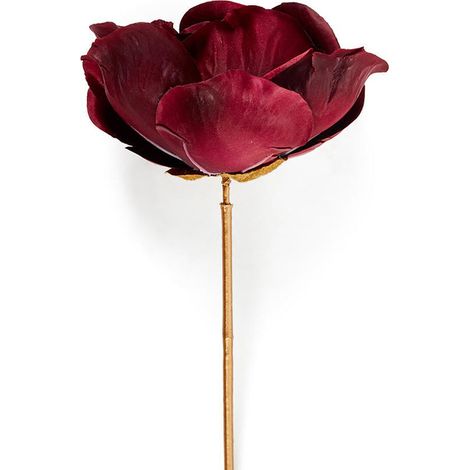 Camelia decorativa con stelo dorato in poliestere per decorazioni natalizie -Rosso (1/5)