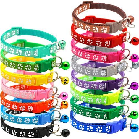 Lot de 15 Colliers pour Chat et Chiot Réglables, Collier Chaton Anti-Étranglement en Nylon Doux, 15 Couleurs pour Identification Naissance, Accessoires pour Petits Chiens et Chats (1/5)