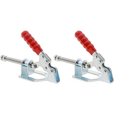 2PCS 32mm Toggle Clamp GH-302-F, Hold Down Latch Push Pull Action Hand Tool 136kg Capacity Pull Clamp Welding Part Anti-Slip Red Handle Clamp for Welding Repair (1/5)