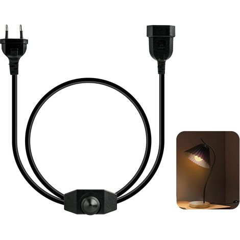 Rallonge européenne 190 cm Lampes LED, fiche Plate européenne, intensité Variable en continu pour Lampes LED, Prise variateur à économie d'énergie (1/5)