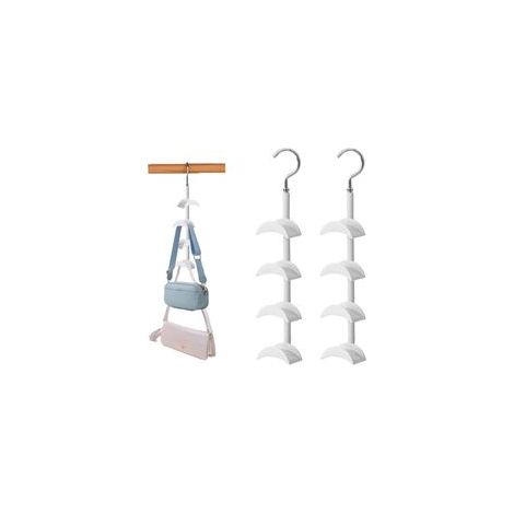 Ganchos giratorios para bolsas sin taladrar (2 piezas) - Organizador multifuncional para armarios, hogar y tienda, estante blanco para bolsas de plástico para dormitorios, armarios y a-Crezuo