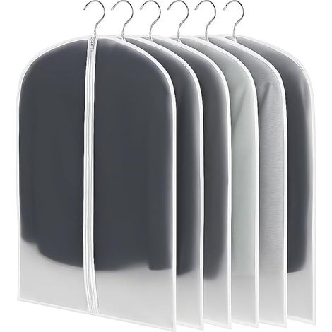 OIMG Set mit 6 Kleidersäcken mit Reißverschluss – Kleidersäcke – Aufbewahrungstaschen – Kleiderschutz – Staubschutz – Reisegröße – 60 x 100 cm – Transparent – Wasserdicht (1/5)