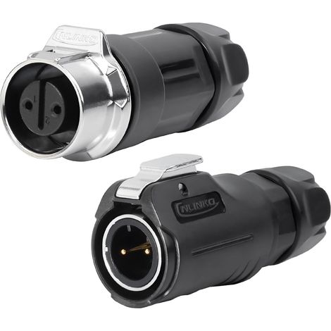 Connecteur Circulaire 2 Broches IP68 Étanche - Pour Équipements Extérieurs, Solaire et Machines Industrielles - DC 12V Kit Fiches Mâle/Femelle Renforcé Métal M12 (2-Broches) (1/5)