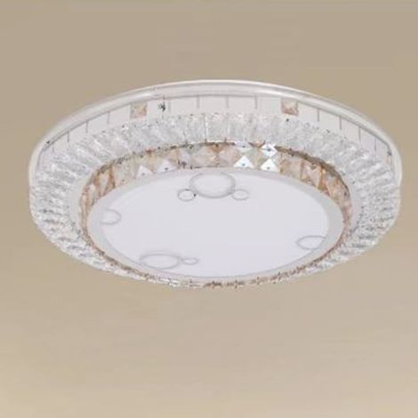 TrAdE Shop Traesio - Plafoniera Soffitto 65w ø50cm Led Design A Strati Con Cristalli Bolle Luce Fredda 51369 - (1/3)