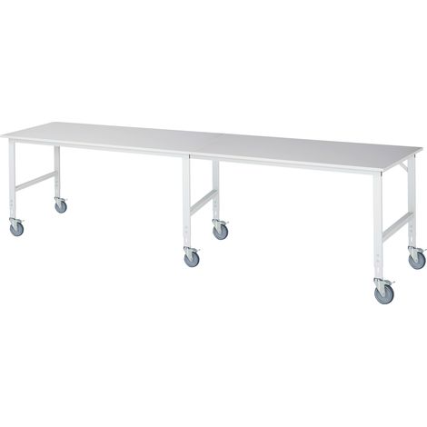 Rau Fahrbarer Arbeitstisch (HV) Tom (6 LR), B4000xT1000xH910-1230mm, M-Platte-22mm