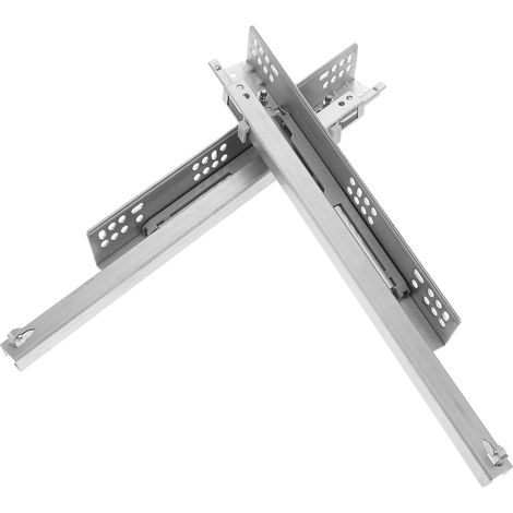 Lot de 2 glissières tiroir à fermeture amortie, rails meuble robustes (1/5)