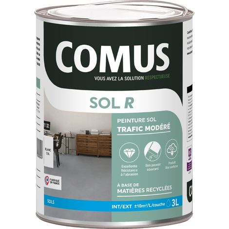 COMUS SOL R BLANC  3L - peinture acrylique en phase aqueuse pour sols intérieurs et extérieurs pour trafic modéré (1/2)