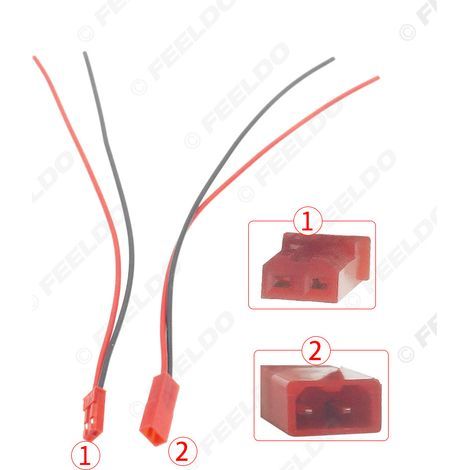2-poliger oberer Stecker für die Modifikation von Kfz-Scheinwerfern, Stecker und Buchse, Linsenstrahlumlenker-Modifikationskabel (rot). (1/5)