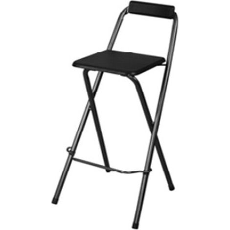 Pegane – Lot de 4 chaises de bar pliantes noires – Structure en métal – Assise en panneaux de fibres de bois – Hauteur d'assise 75 cm