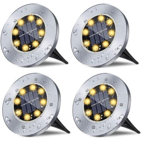 Lampes solaires de sol, lampes solaires de jardin étanches, lampes de jardin extérieures améliorées, lampes de sol lumineuses, lampes de paysage pour allées, patios, terrasses, pelouses, pack de quatr (1/5)