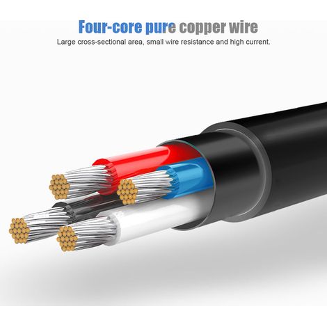 Câble de recharge rapide micro USB 3A 1 mètre en cuivre pur 4 fils pour transmission efficace