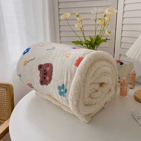 Couverture pour enfants, motif mouton mignon et doux, idéale pour la maison, le bureau, l'école et les voyages, 100 x 150 cm (sans fermeture éclair).