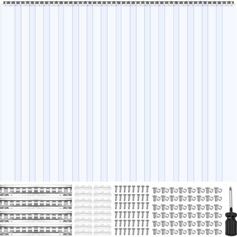 Épaisseur 2 mm et PVC Transparent : Isolation Optimale, Rideau à Lamelles 244x244 cm Porte Chambre Froide (1/5)