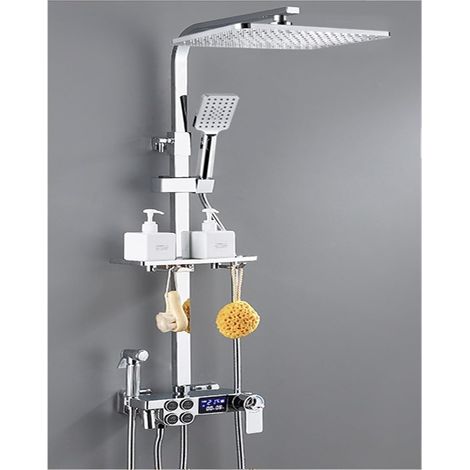 Ensemble de douche mitigeur thermostatique intelli Ensemble de douche numérique chaud et froid robinet salle de bain mitigeur thermostatique système de douche pluie montage mural SPA pluie robinet de (1/5)