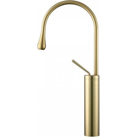Robinet de lavabo chaud et froid Robinet de lavabo haut moderne - Or brossé (1/3)