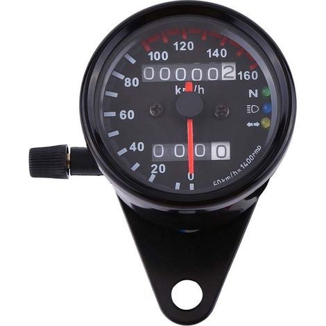 Compteur de Vitesse Moto Universel, Affichage Numérique Double, 12V, Noir, Métal, 6.5cm Diamètre, LED, pour Motos (1/5)