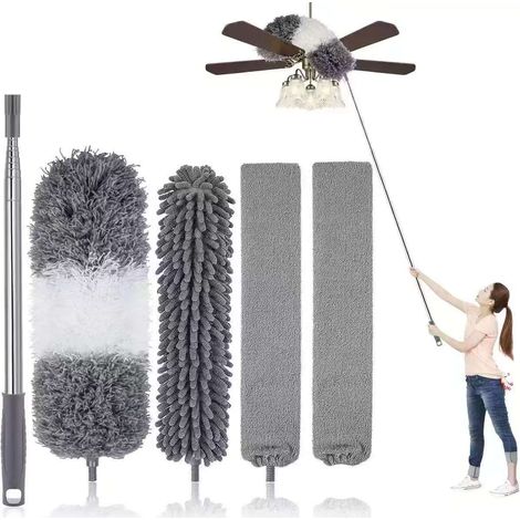 Ce kit de plumeau rétractable est réutilisable et flexible, idéal pour nettoyer les ventilateurs de plafond, les meubles, les voitures, etc. (1/5)