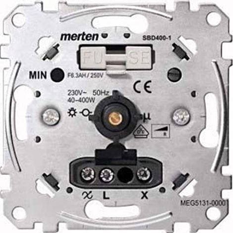 Merten, Inserto dimmer rotativo per carichi resistivi con pressostato, 40-400 W - MEG5131-0000 (1/3)